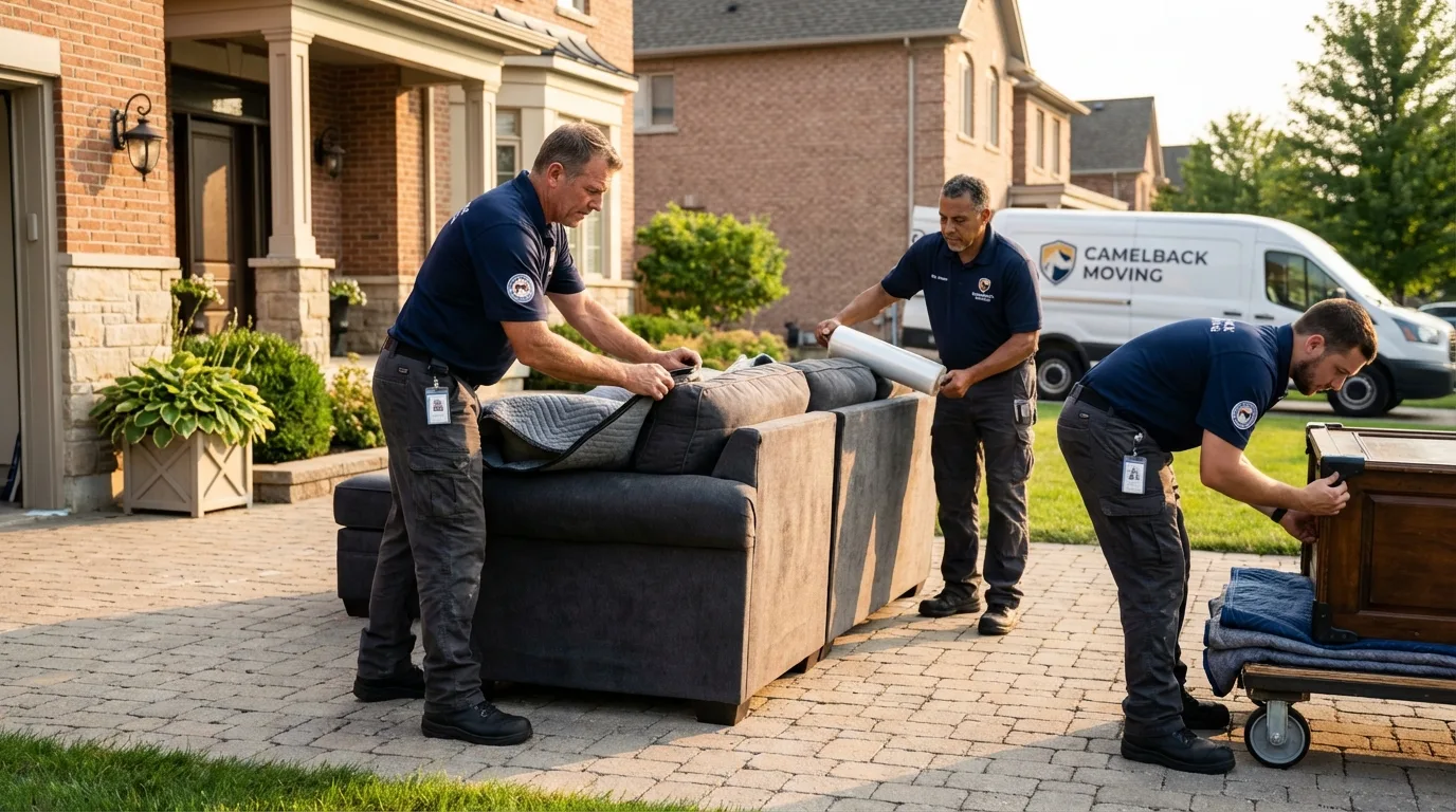 Large estate moving crew wrapping furniture in Peachtree Corners, GA
