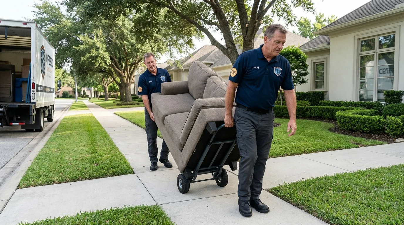 Local residential moving crew loading furniture in Peachtree Corners, GA